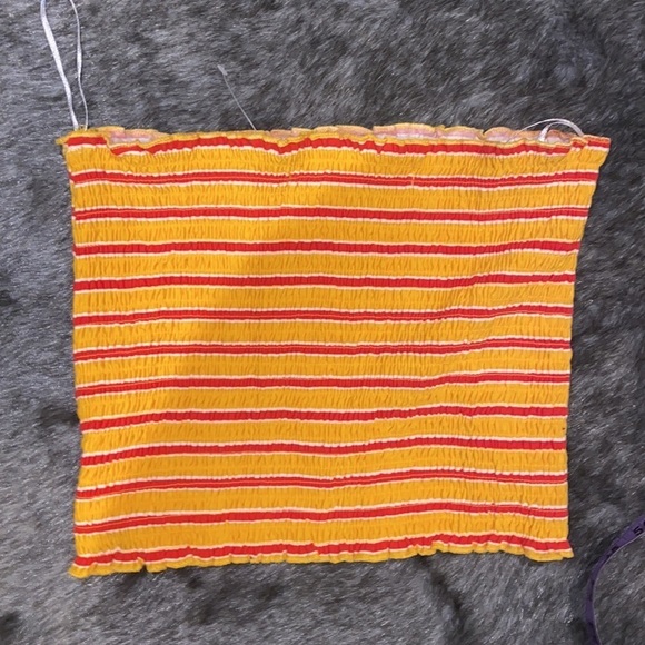 Bluenotes striped multi colour strapless cropped top Sz S - Picture 7 of 8